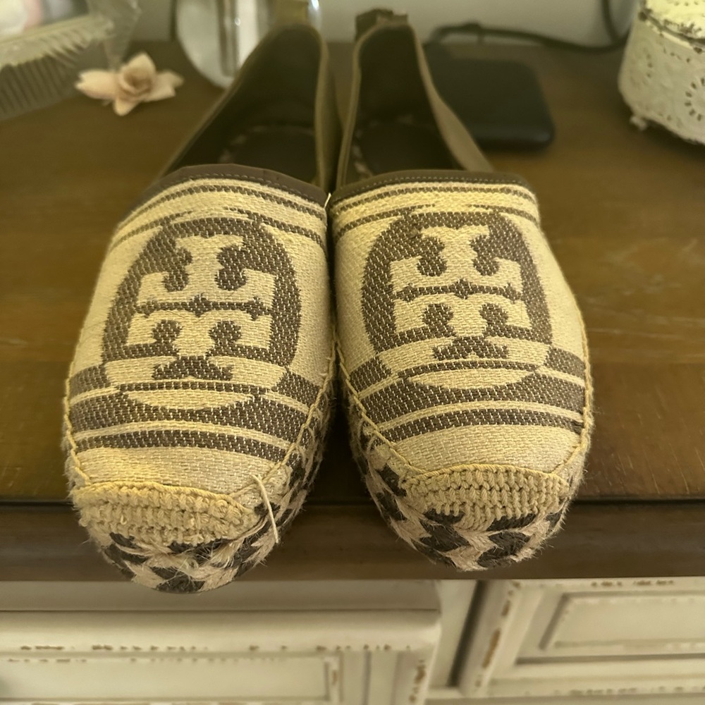 Tory Burch Tan and Brown Espadrilles